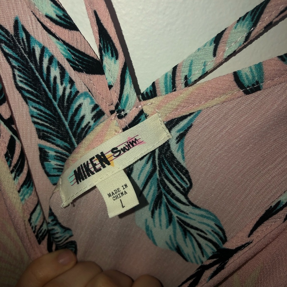 Miken Swim Pink Tropical Strappy Coverup - Picture 2 of 4